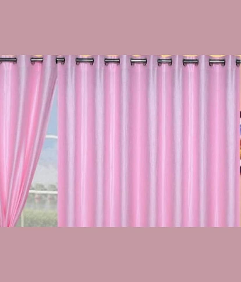 BELLA TRUE Solid SemiTransparent Eyelet Curtain 7 ft ( Pack of 3 ) Pink view 2