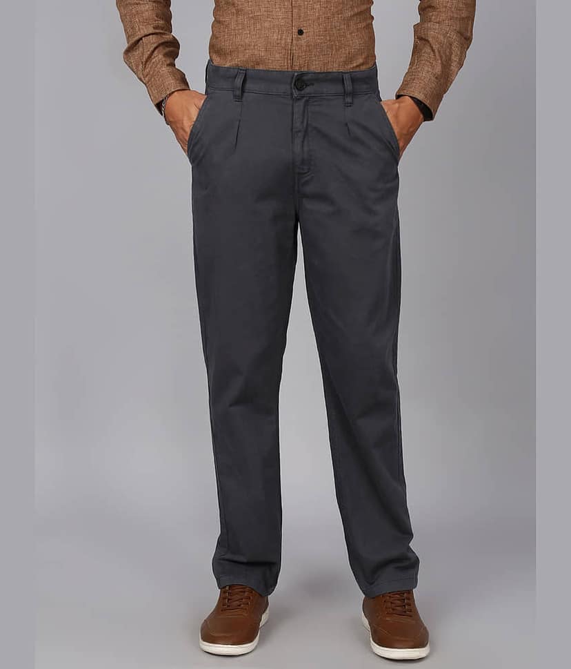 Bene Kleed Straight Pleated Men's Chinos - Grey ( Pack of 1 )