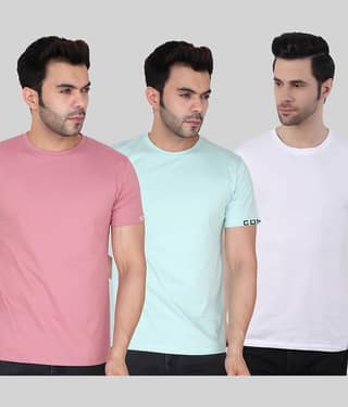 Comey Pack of 3 100% Cotton Regular Fit Men's T-Shirt ( Multicolor )