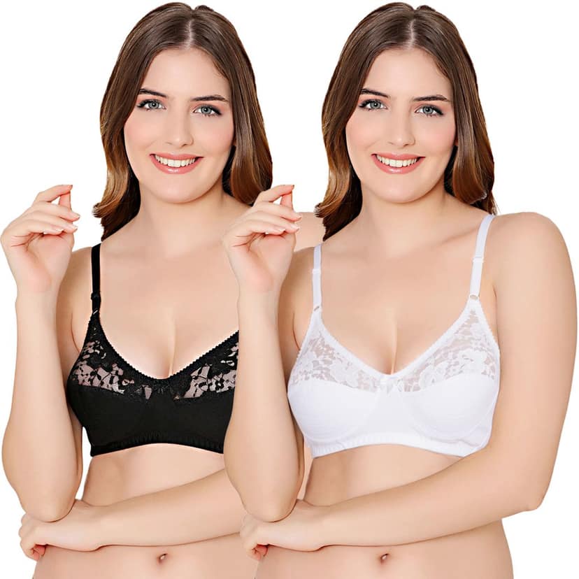 Bodycare polycotton wirefree adjustable straps designer net cup non padded bra-1535BB