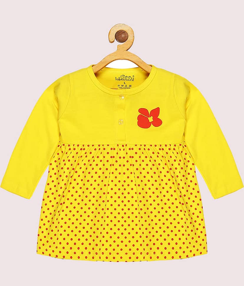 Babeezworld Pack of 1 Baby Girls Cotton Dress ( Yellow )