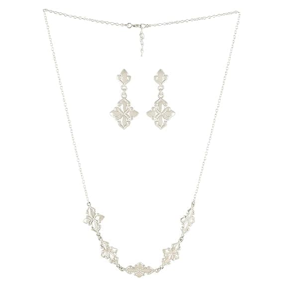 Vijayshree Sovani Designs 92.5 Sterling Silver Floral Magic Necklace Earrings Set | 925 Silver Neckpiece for Women & Girls | Special Unique Gifts for Her view 3