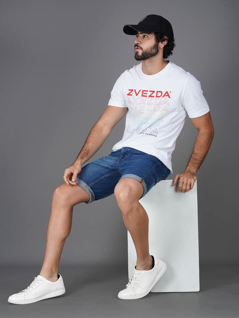 Men's Cotton Branded Tee Euro Fit White view 6