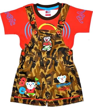 Wise Guys Pack of 1 Baby Boys 100% Cotton Dungaree Sets ( Rust )