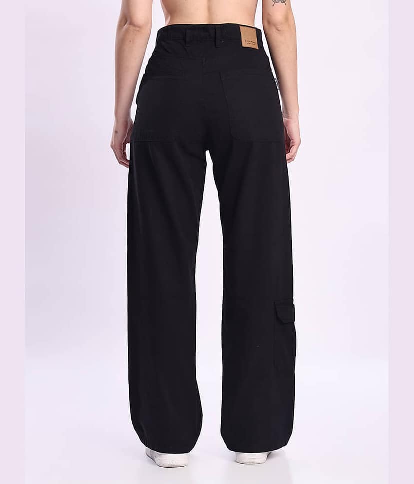 Bene Kleed Women Cotton Casual Trousers ( Black ) view 5