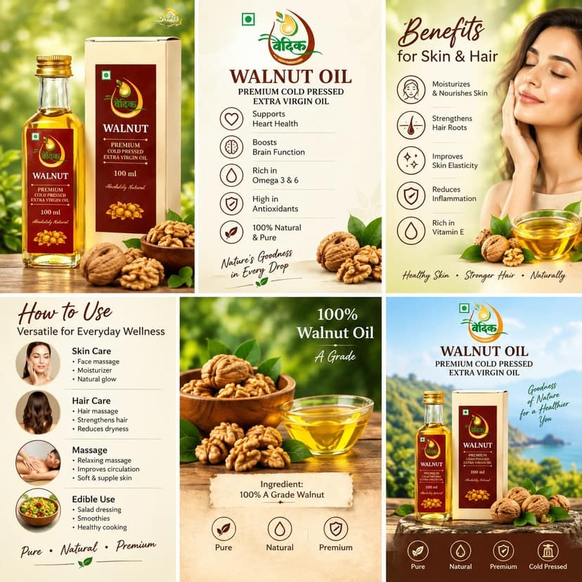 Vaidik Walnut Cold Pressed Extra Virgin Oil 100 ml view 2