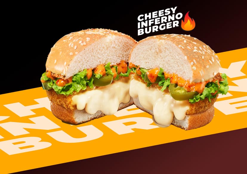 Cheesy inferno burger