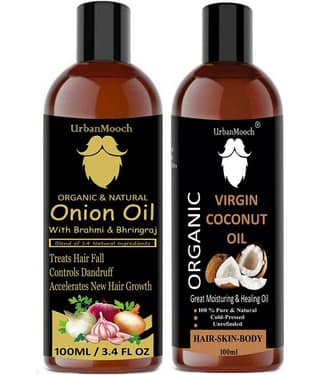 UrbanMooch 100% Pure ONION Oil & Virgin Coconut Oil- 200 mL Pack of 2