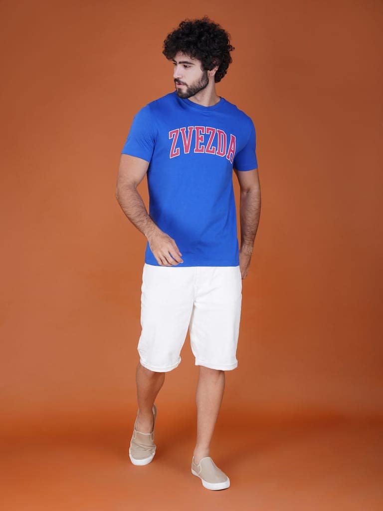 Premium Branded Men’s Cotton Tee-Blue view 5