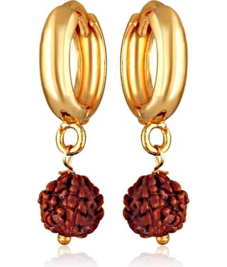 Vighnaharta Golden Huggies Earrings ( Pack of 1 )