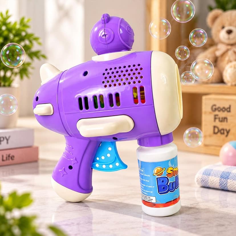 Bubble Gun Toy – Automatic LED Leak-Proof Fun for Kids