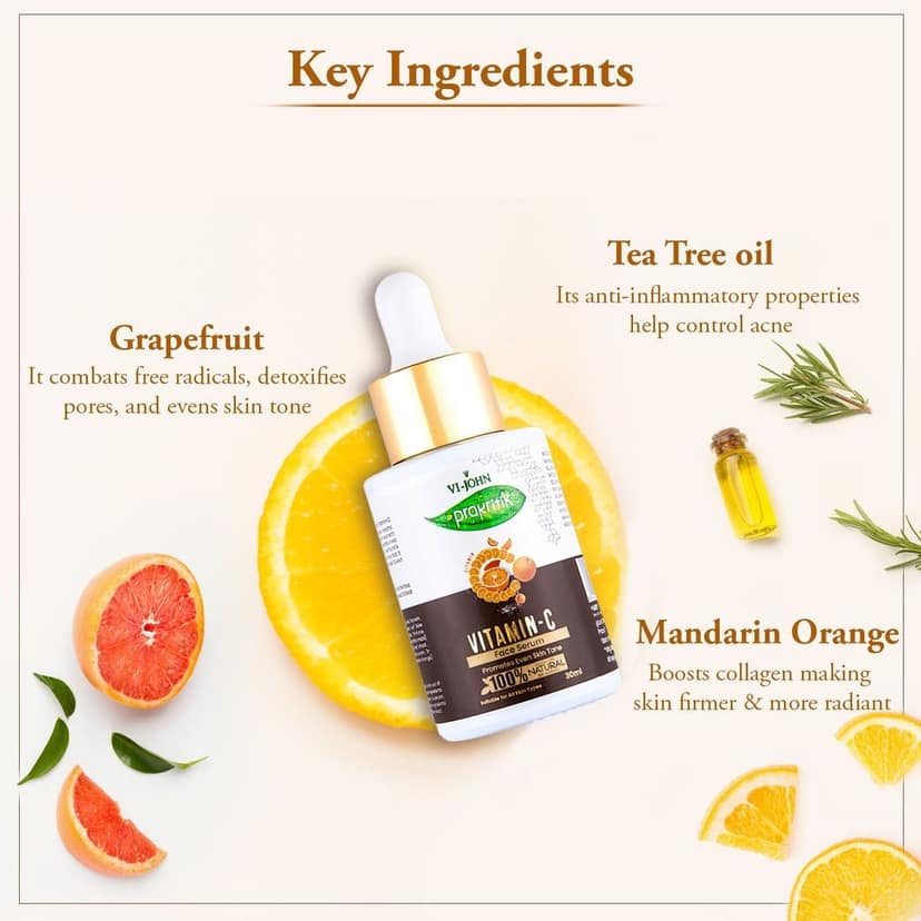 VI-JOHN Prakritik Vitamin C Face Serum Brightening & Anti-Aging | Fights Dark Spots & Pigmentation | Hydrates & Boosts Collagen | Serum for glowing skin | 100% Bioactives Dermatologist Approved |30ML view 6