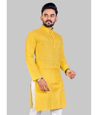 YUG ART - Blue Cotton Blend Men's Regular Kurta ( Pack of 1 )