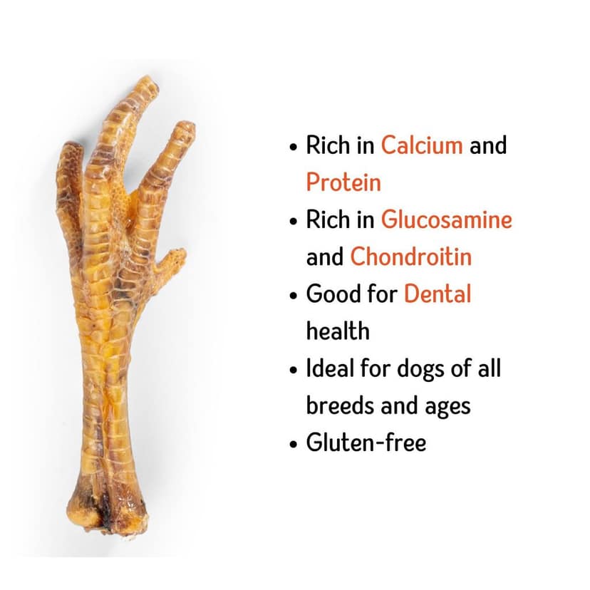 Nuts over Mutts Dehydrated Chicken Feet. Single Ingredient Natural Treat. for Dental Hygiene and Joint Health. No preservatives, no Chemicals. 1 Pack (10 feet) view 2