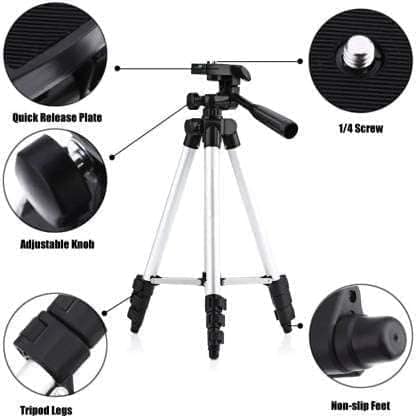Tripod 3110 Stand with 3-Way Head Tripod 3110 with Mobile Phone Holder Mount Tripod Kit view 2