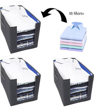 PrettyKrafts Shirt Stacker Closet Organizer - Shirts and Clothing Organizer - (Set of 3) - Beige