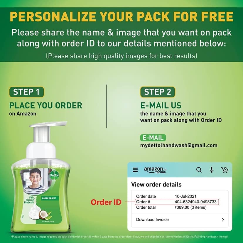 Dettol Foaming Handwash Pump – Personalized, 250ml (Aloe Coconut), Pack of 2, Green (DET-PERS-ALOE-PO2) view 2