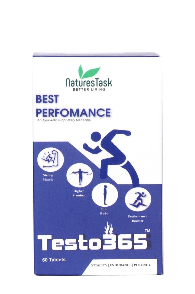 NaturesTask Testo 365 Ayurvedic Performance Enhancement Tablets, 60 Tablets, Natural Testosterone Support for Stamina and Muscle Building