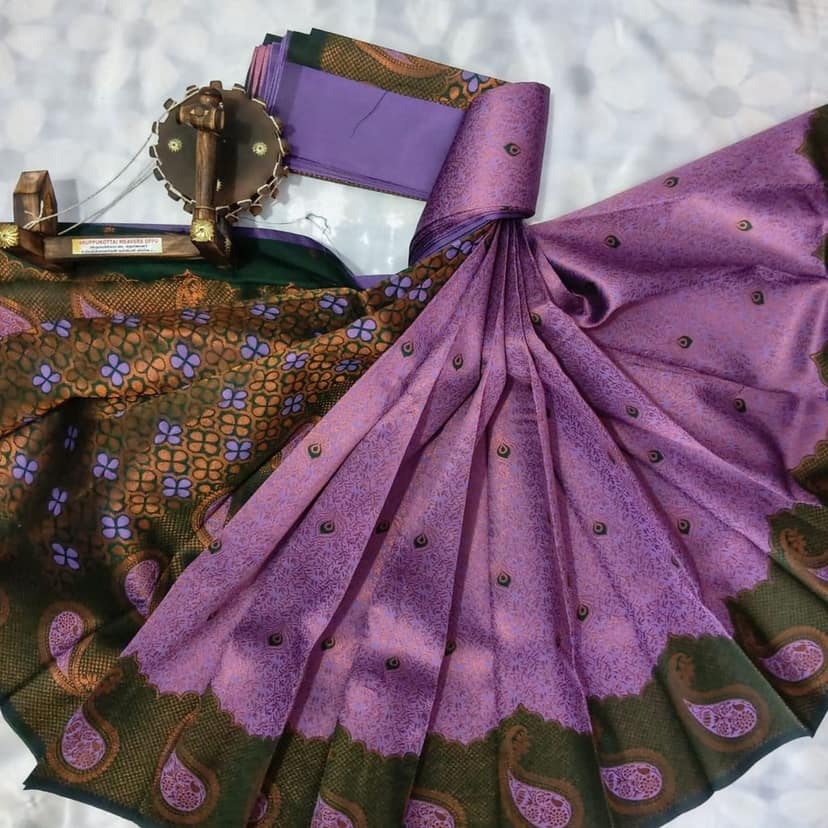 Kubera Silk Cottton Saree with Blouse view 3