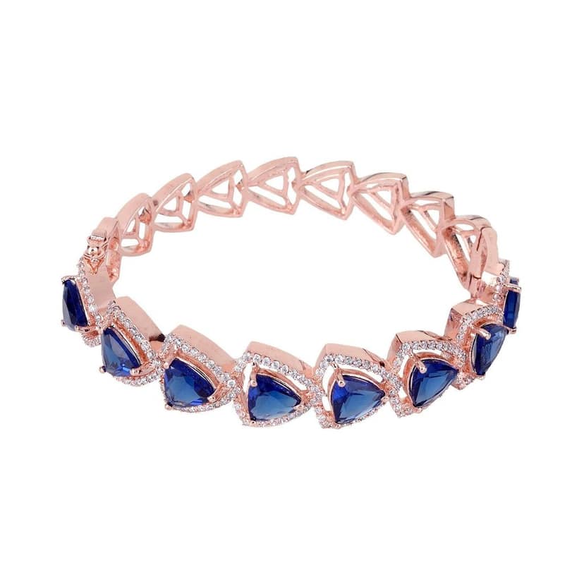 Rose Gold plated Blue AD designer Handcrafted Bracelet for Women & Girls view 6