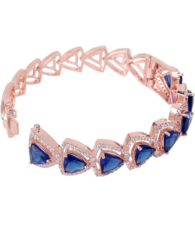 Rose Gold plated Blue AD designer Handcrafted Bracelet for Women & Girls view 7