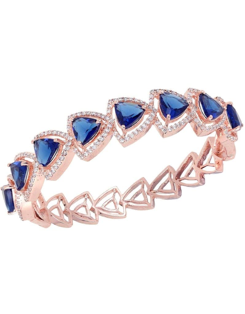 Rose Gold plated Blue AD designer Handcrafted Bracelet for Women & Girls view 8