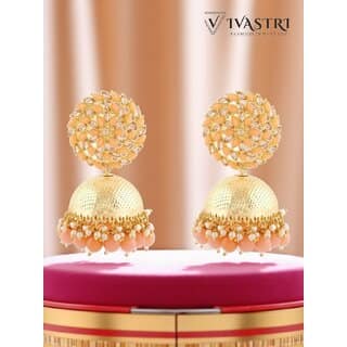Vivastri Pearl Drops Gold Plated Alloy Jhumka,Jhumki Earrings Guttapusalu for Women & Girls - VIVA2805ERG
