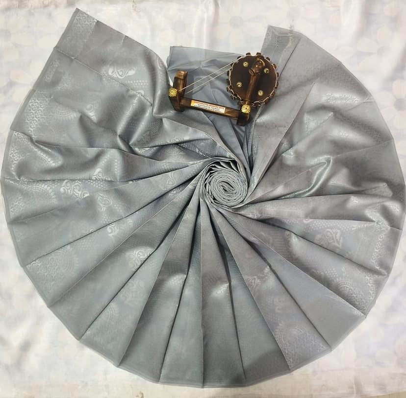 Kubera Silk Cottton Saree with Blouse - Silver Gray