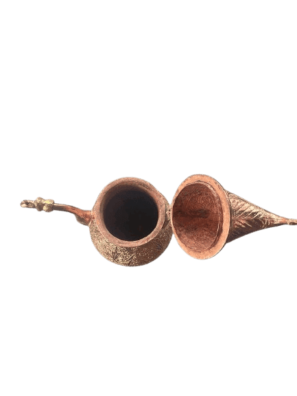 Ornate Copper Turkish Coffee Pot with Lid and Spout view 2