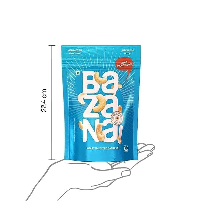 Bazana Roasted Salted Cashews 180g | Protein-Rich, Fiber-Enriched, Healthy Fats | Immunity Booster | Vegetarian & Keto-Friendly | Satisfying Crunch (Pack of 1) view 3