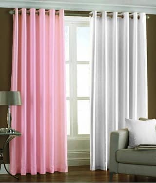 N2C Home Solid Semi-Transparent Eyelet Curtain 5 ft ( Pack of 2 ) - Multicolor
