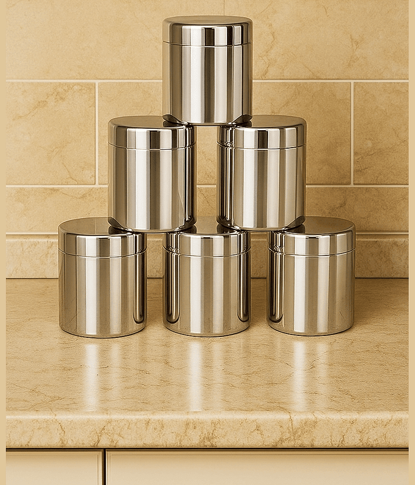 Visaxmi Steel Silver Multi-Purpose Container ( Set of 6 )