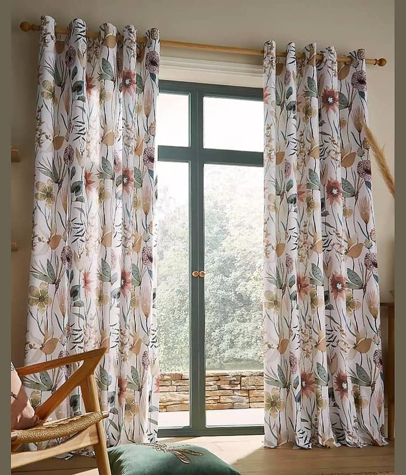 V21 decod Graphic Room Darkening Eyelet Curtain 9 ft ( Pack of 1 ) - White view 2