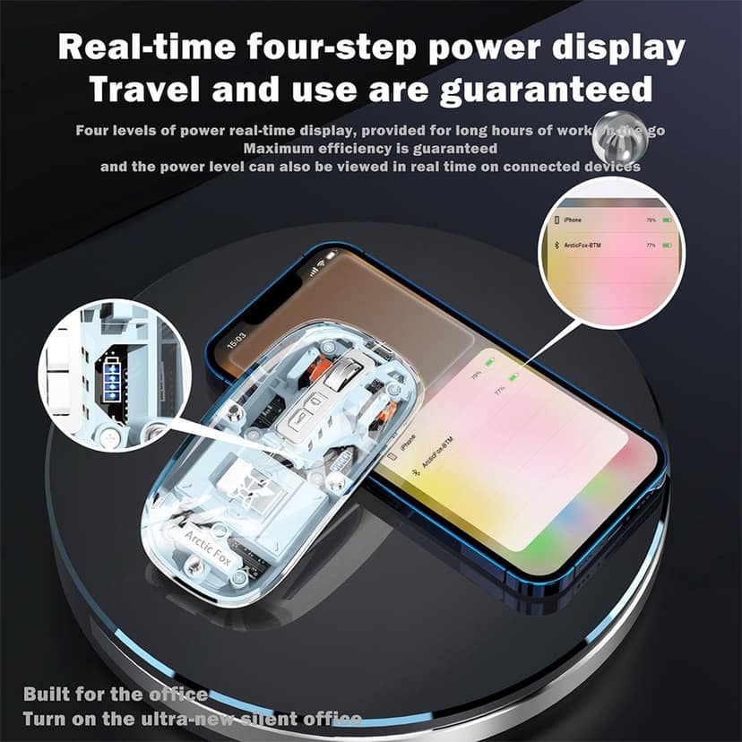 Arctic Fox Pureview Transparent Wireless and Bluetooth Rechargeable Mouse view 3