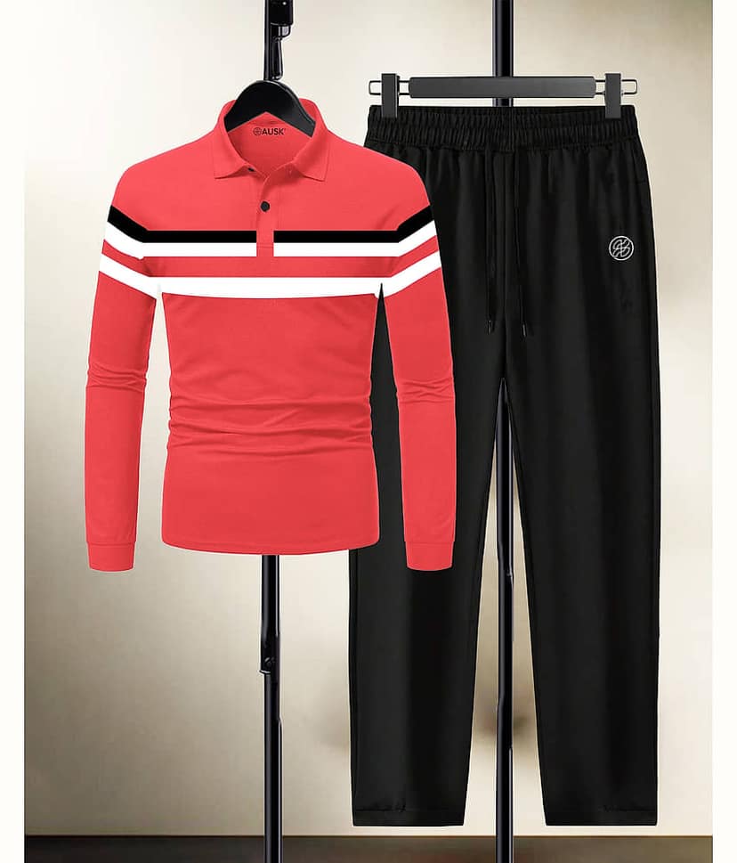 AUSK Peach Cotton Blend Relaxed Fit Men's Tracksuit ( Pack of 1 )