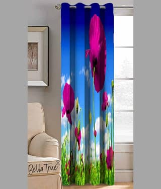 BELLA TRUE Abstract Printed Semi-Transparent Eyelet Curtain 5 ft ( Pack of 1 ) - Multicolor