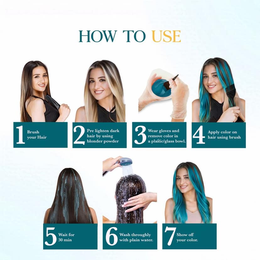 COSGLAM Semi Permanent Hair Color Peacock Blue 120g and Hair Highlighter Kit 115g, Highlights Hair Dye view 5