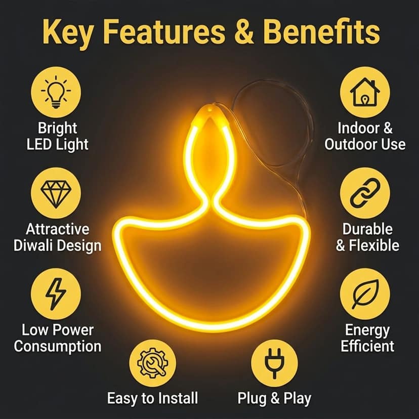 White LED Diya Shape Hanging Light for Festive Diwali Home Decor (1 Pc) view 3