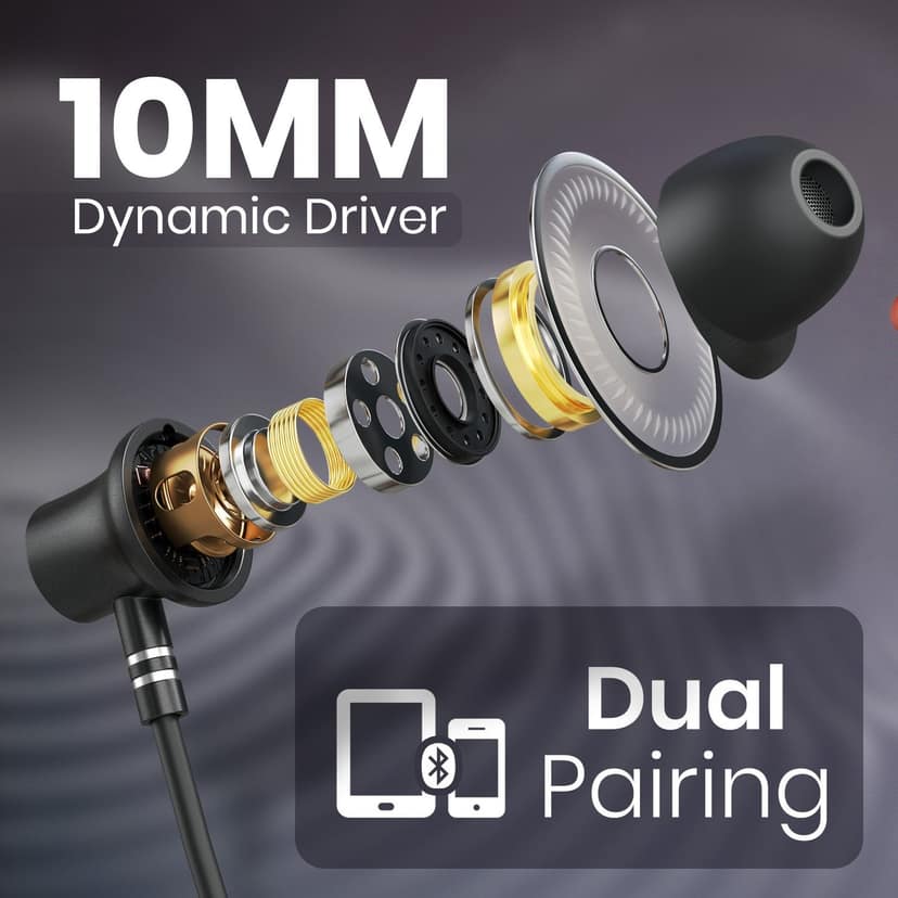 Portronics Harmonics Z14 Neckband Earphone for Sports & Calls, Type C Fast Charging - Black view 4