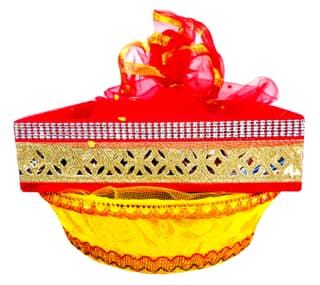 Omkar by R3 Inc. Handmade Multicolor Fancy Gift Hamper Basket Net Covering for Wedding and Festival Gift Purpose - (Pack of 2 / Jumbo) Square & Round Basket