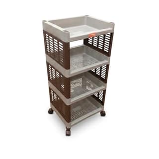 Multi-Purpose Plastic Storage Rack, 4 Tier Organizer Shelf for Kitchen, Bathroom, Living Room & Office, Rack