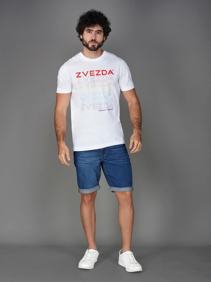 Men's Cotton Branded Tee Euro Fit White view 5