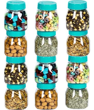 PearlPet SpaceSaver-GreenCap Plastic Green Multi-Purpose Container ( Set of 12 )