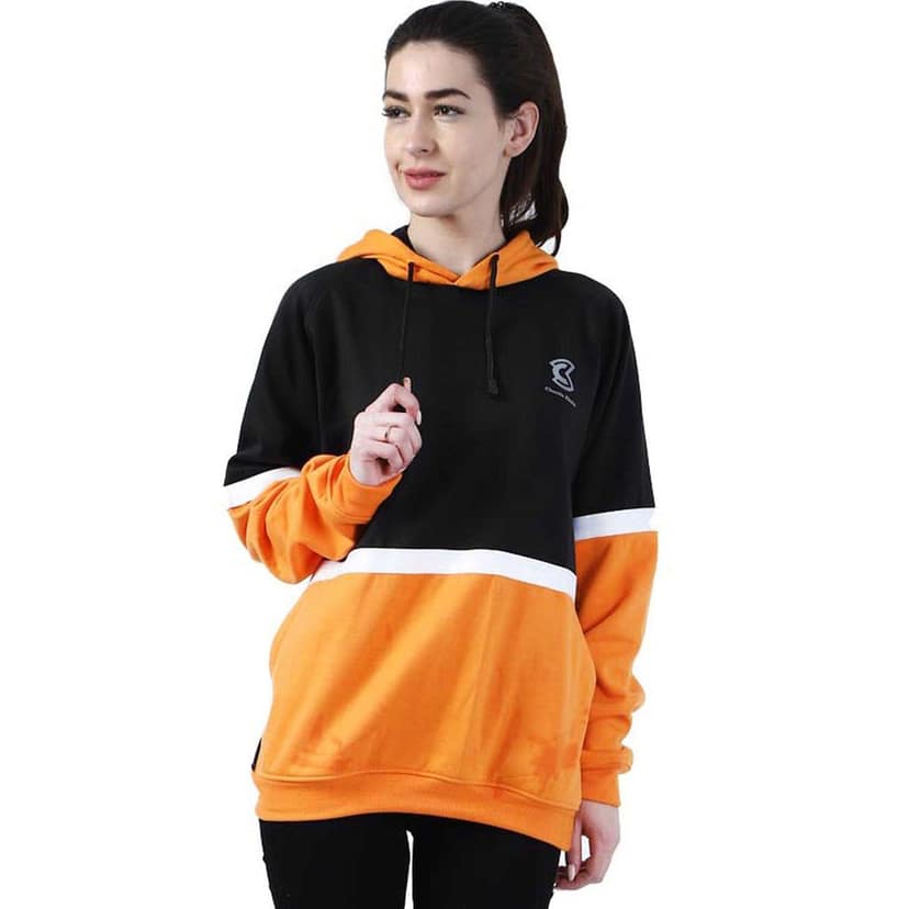 Women's Oversized Black and Mustard Orange Hoodies and Sweatshirts: Stay On-Trend in Style | CKHD-G-06-02 view 7