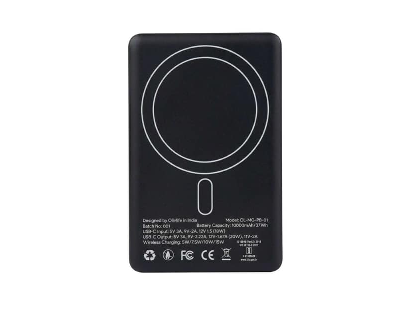 OlivLife 10000 mAh Wireless Power Bank (20 W, Fast Charging) - Black view 2