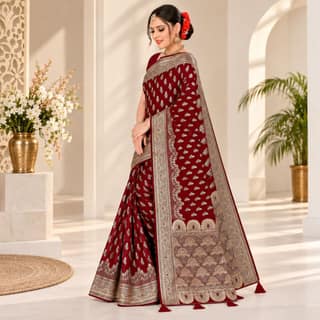 Women's Maroon Banarasi Art Silk Saree with Zari Work