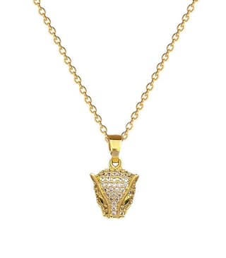 Jewelryklub Pendant For Girls Women Ladies Girlfriend Wife Leopard Crystal Necklace Locket Long Chain Gold Necklace Diamond AD CZ Pendants Chains Western Valentine Gifts Birthday Lovers