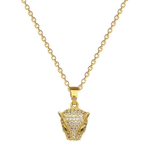 Jewelryklub Pendant For Girls Women Ladies Girlfriend Wife Leopard Crystal Necklace Locket Long Chain Gold Necklace Diamond AD CZ Pendants Chains Western Valentine Gifts Birthday Lovers