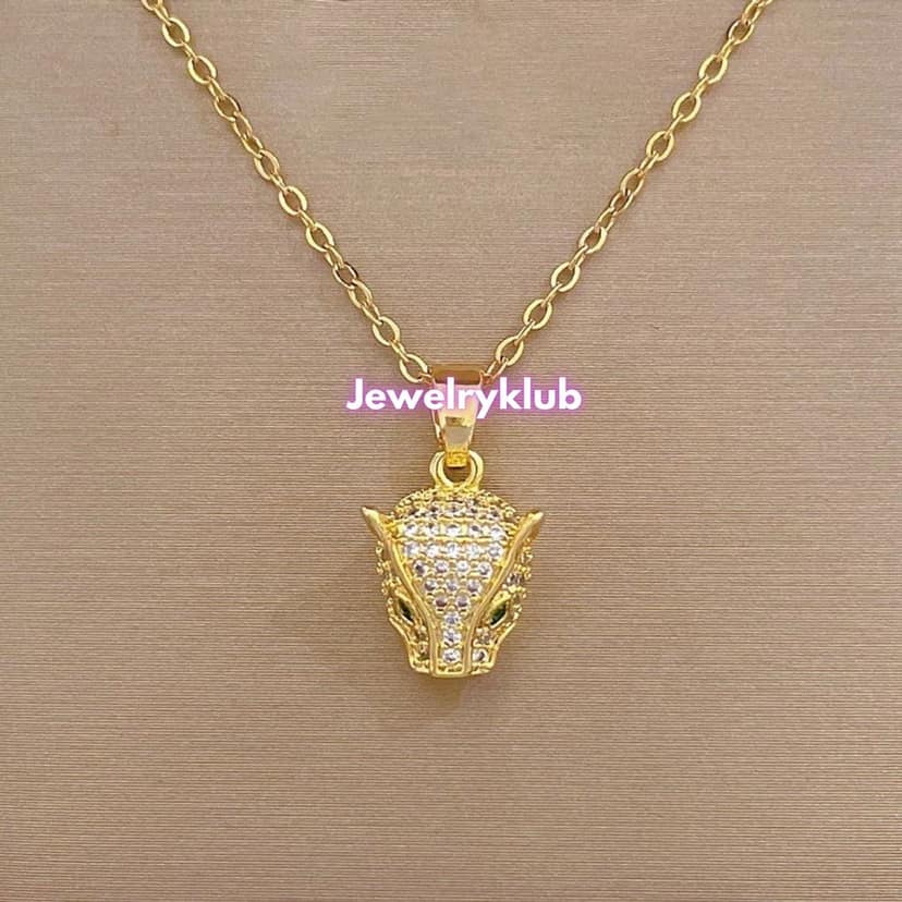 Jewelryklub Pendant For Girls Women Ladies Girlfriend Wife Leopard Crystal Necklace Locket Long Chain Gold Necklace Diamond AD CZ Pendants Chains Western Valentine Gifts Birthday Lovers view 5