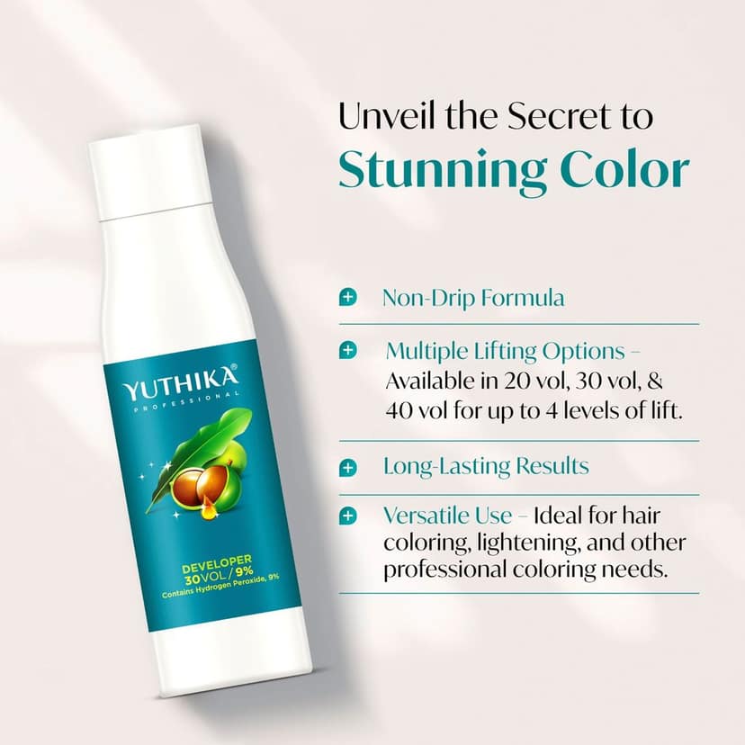 Yuthika Professional Blonder Powder 500g with Hair Color Developer 30 Volume (9%) 1000ml view 6